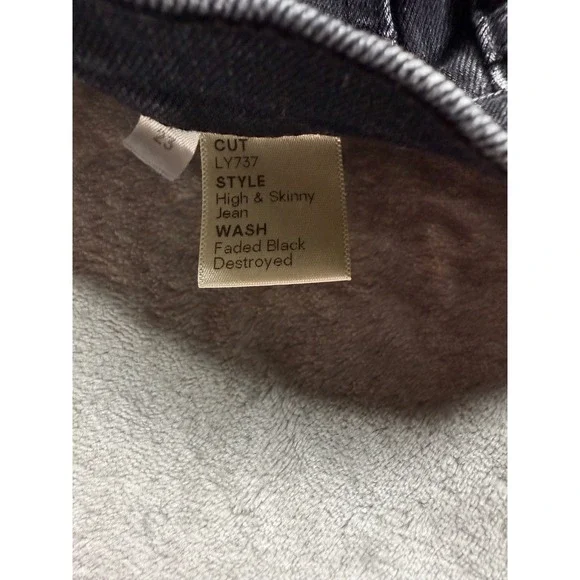 Reformation Jeans High & Skinny Faded Black Destroyed Size 23 - Picture 7 of 14